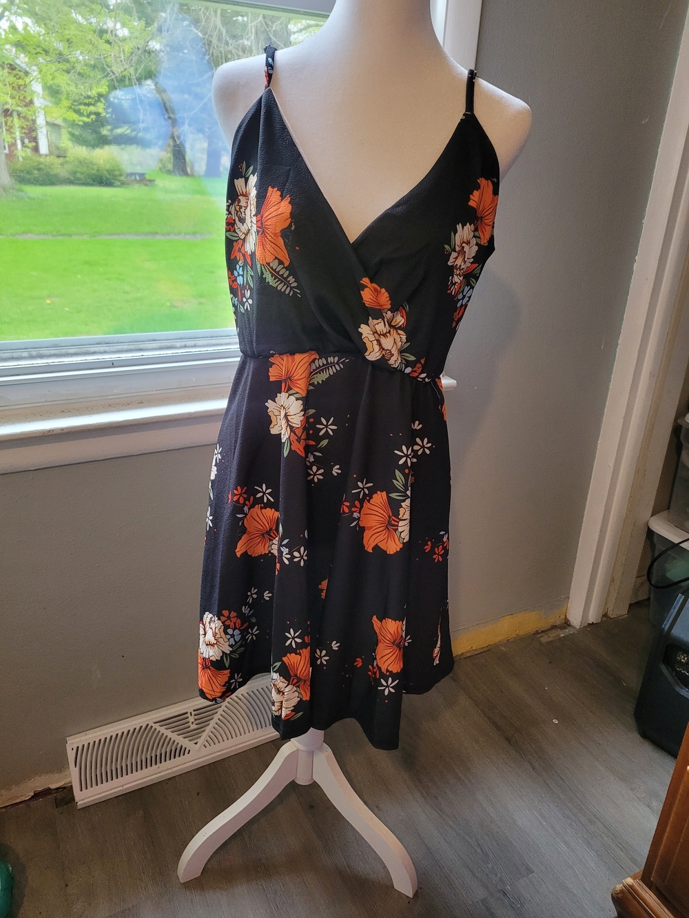 2 Black/Floral Summer Dresses Size L